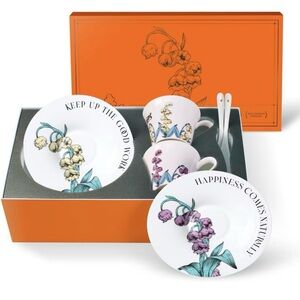 Tea cup set with 2 tea cups 2 saucers for coffee tea latte